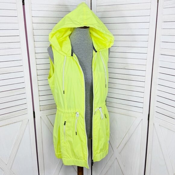 Tommy Hilfiger Sleeveless Cinch Waist Packable Nylon Vest Neon Yellow Large - Picture 5 of 15